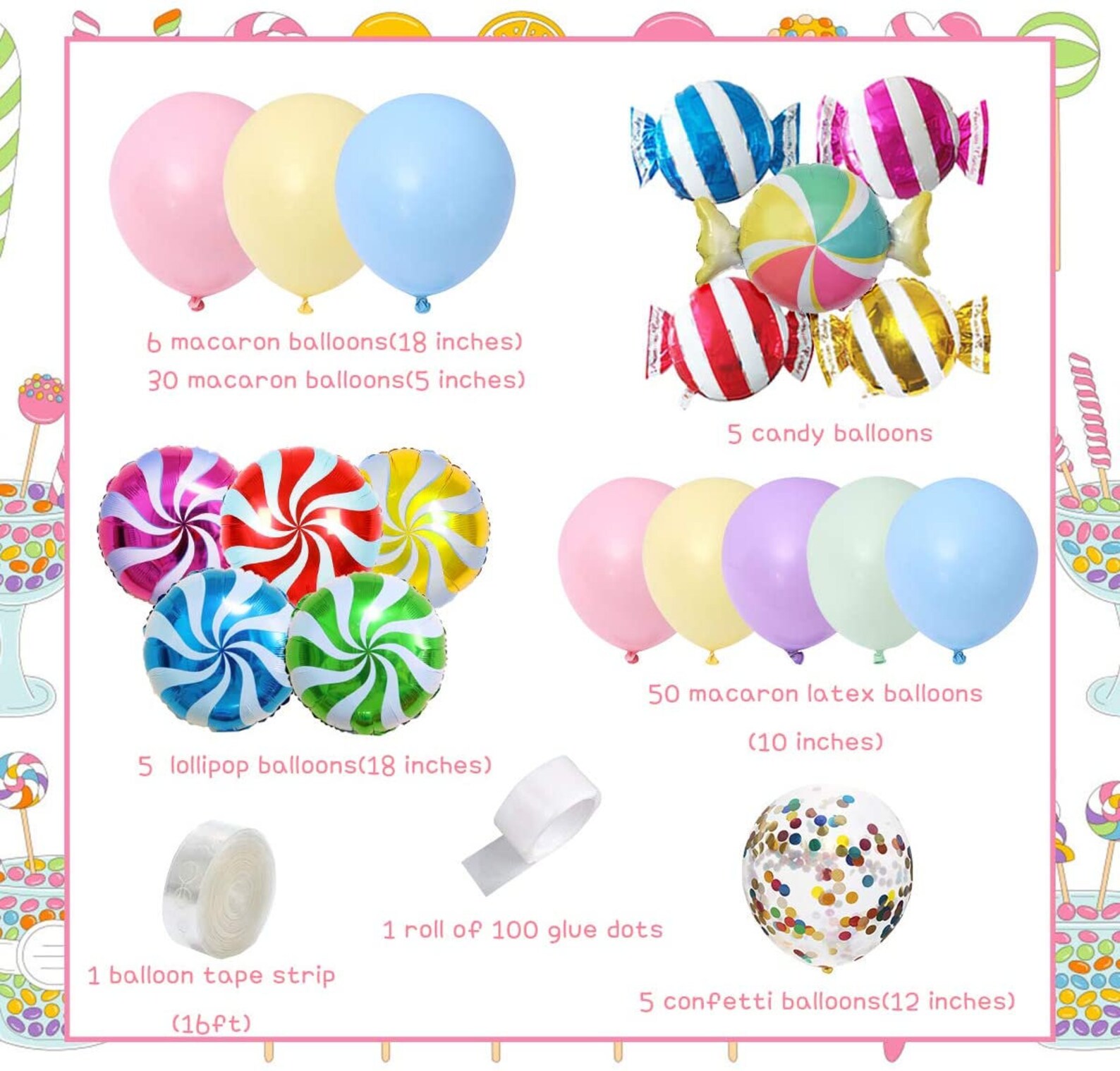 Candy Balloon Garland and Arch Kit Candyland Party Etsy