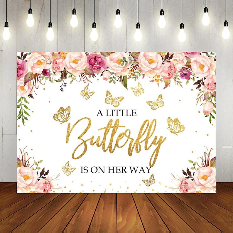 7x5ft Butterfly Baby Shower Party Backdrop Girls Pink Etsy