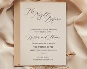 Rehearsal Dinner Invitation Template, The Night Before Invite, Classic Welcome Party Editable Invitation, Digital Download