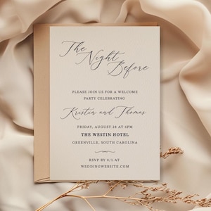 Rehearsal Dinner Invitation Template, Classic Welcome Party Editable Invitation, The Night Before Wedding Invitation | INSTANT DOWNLOAD