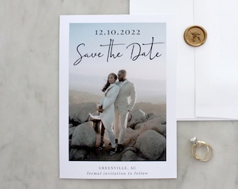 Minimalist Save the Date with Photo, Simple Corjl Template | Instant Download