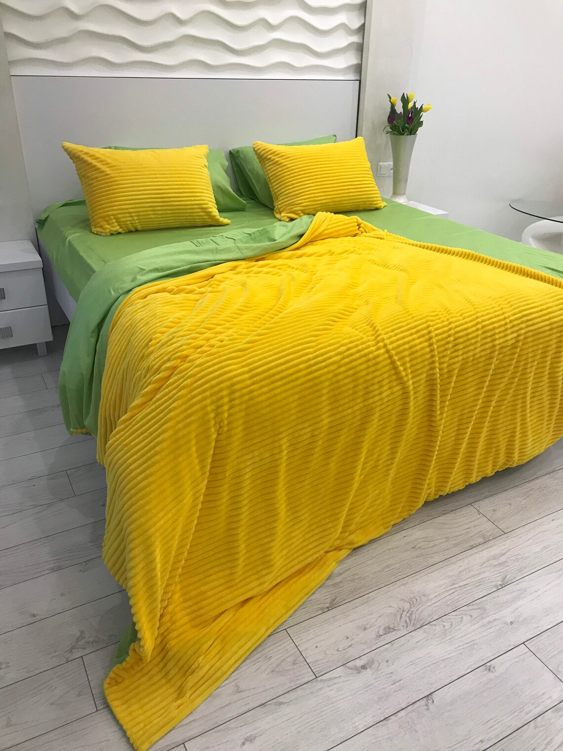 DOUBLE/FULL Green & Yellow Bedding Minky Set di 6 Etsy