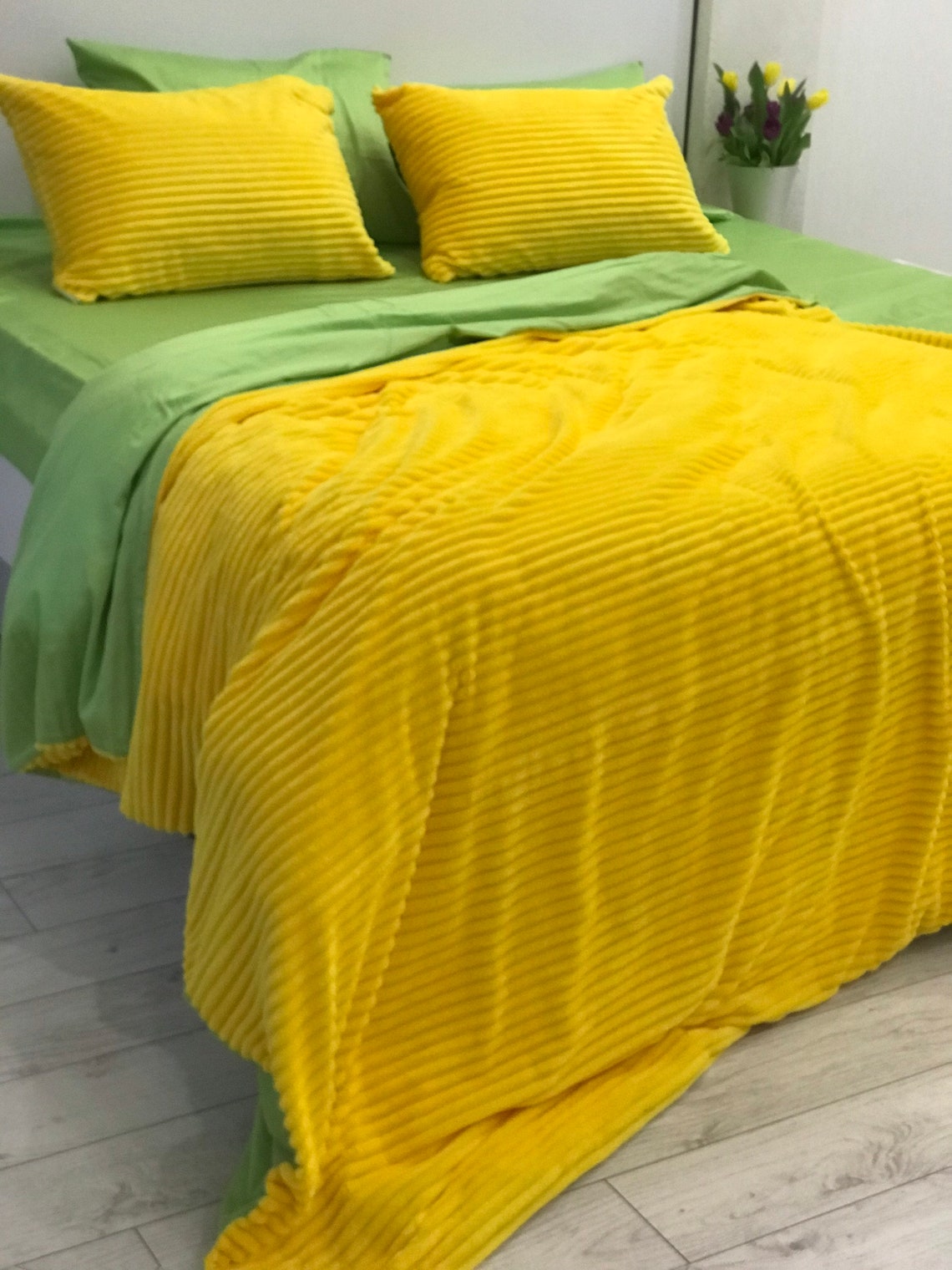 DOUBLE/FULL Green & Yellow Bedding Minky Set di 6 Etsy