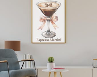 Espresso Martini Bar Art, Digital Wall Art, Martini Lover Gift, Kitchen Decor, Cocktail Art, Birthday Gift, Home Decor