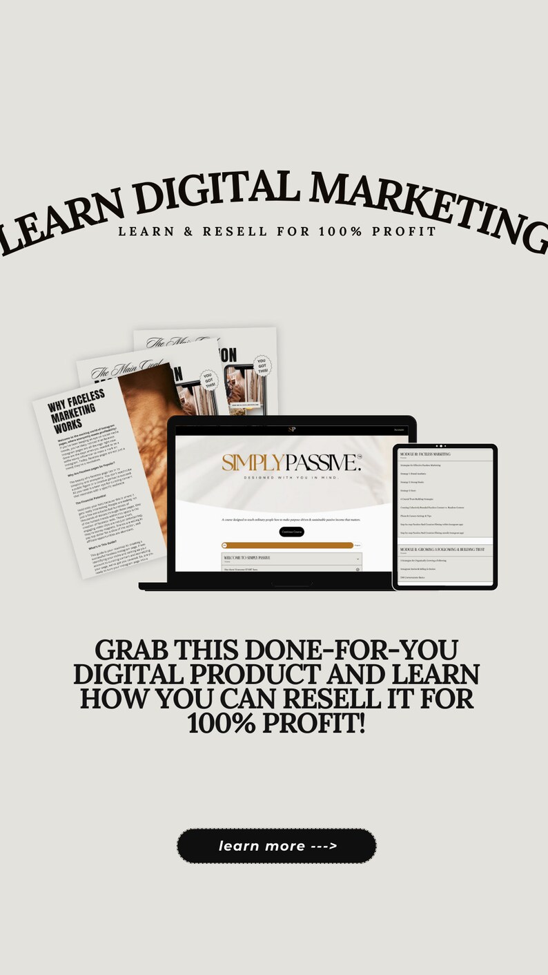 Passive Income Digital Marketing Course With Master Resell Rights MRR ...