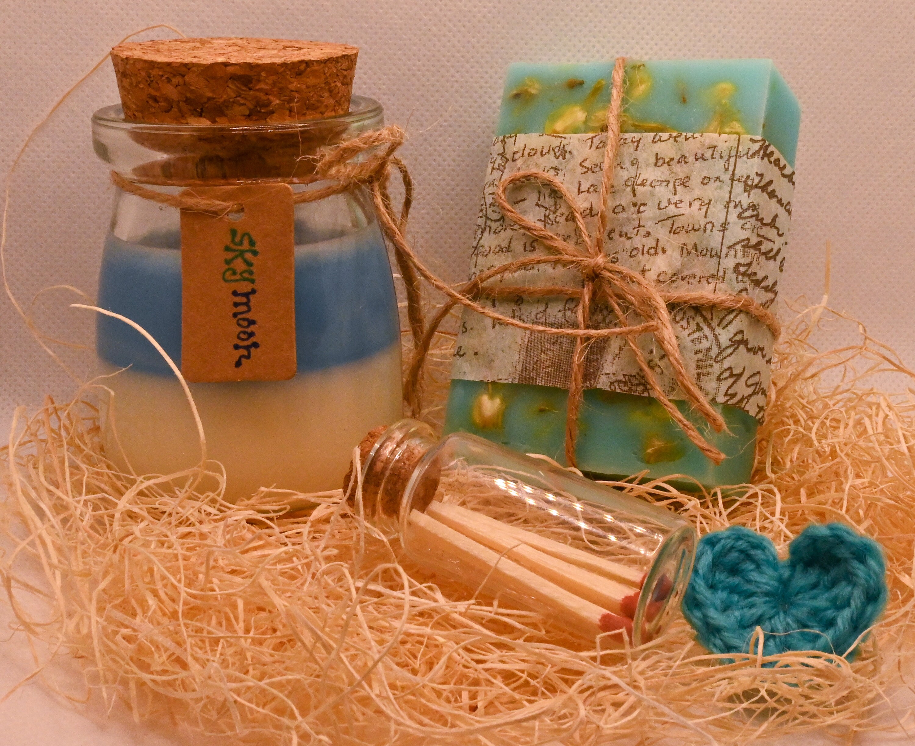Handmade Candle Soap and Knitted Heart With a Jar of Matches Etsy