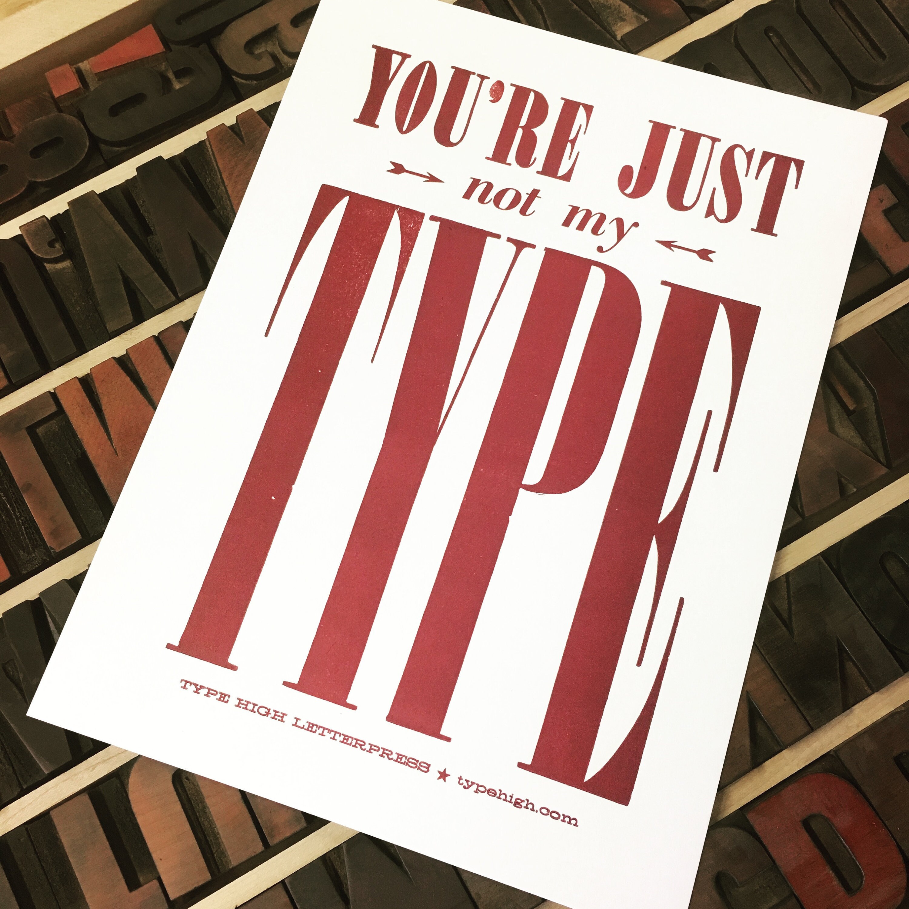 You're Just Not My Type Letterpress Poster Decor Art - Etsy