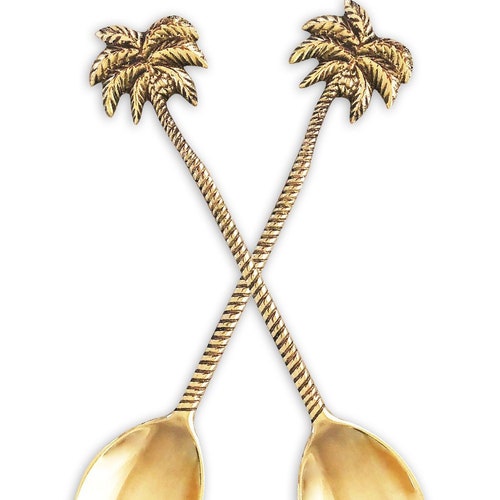 Palm Tree Golden Desert Spoon Brass High Quality Island Etsy Australia