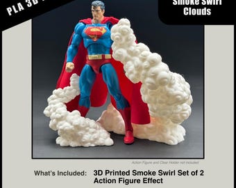 Set van 2 rookwervelingenwolkeffecten | 3D-geprint | Accessoires voor basisdisplay actiefiguren | Swoosh Aura Swirl