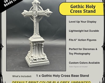 Gothic Holy Cross Base Statue Diorama | 3D Printed 1/12 Scale Action Figure Display | Graveyard Cathedral Prop | Daredevil Cross