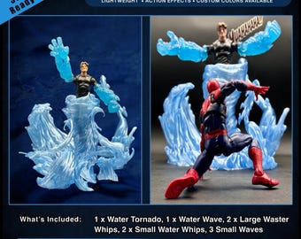 Water Effects Set | 3D printed | Tornado Vortex, Waves, Water Whips | Action Figure Diorama Props 1/12