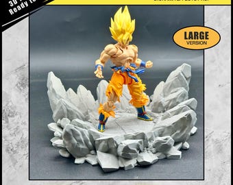 Impact Rock Splosion Crater Action Effects | 3D Printed Diorama Props Accessories | Color Customizable Base Stand