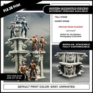Gothic Gargoyle 3D printed Pillar Stands | Building RoofTop Facade | Short, Tall | Comic Book Action Figure Dioramas & Displays