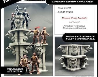 Gothic Gargoyle 3D printed Pillar Stands | Building RoofTop Facade | Short, Tall | Comic Book Action Figure Dioramas & Displays
