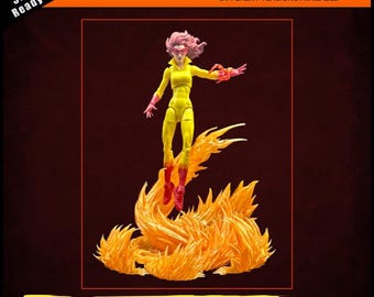 Set di effetti fuoco / Effetti per action figure stampati in 3D / Drago di fuoco, colonne e vortici / Accessori per diorami in scala 1:12