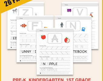 ABC Handwriting Practice PDF | 26  Uppercase WorkSheets | Pre-K, Kindergarten, 1st Grade | Tracing, Alphabets, lines | Printable PDF