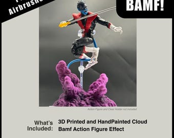 Nightcrawler BAMF Teleportationswirkung | Wolkeneffekte Sockel | 3D gedrucktes und handbemaltes Diorama im Maßstab 1:12