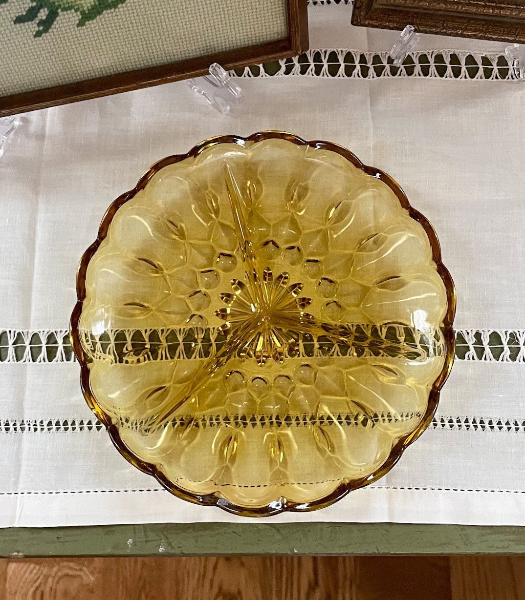 Vintage Anchor Hocking Yellow Glass Serving Tray Etsy