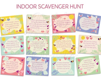 Indoor Scavenger Hunt, Kids Treasure Hunt, Rainy Day Activity, Printable Party Games