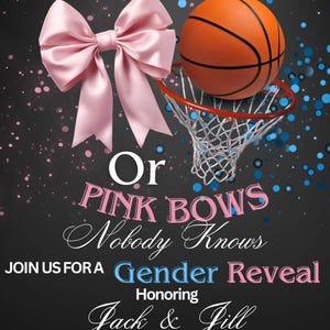 Free Throws or Pink Bows Gender Reveal Invitation
