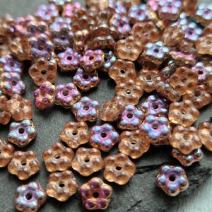 50 Czech glass small flower daisy sacer beads 5 mm *Purple mix*