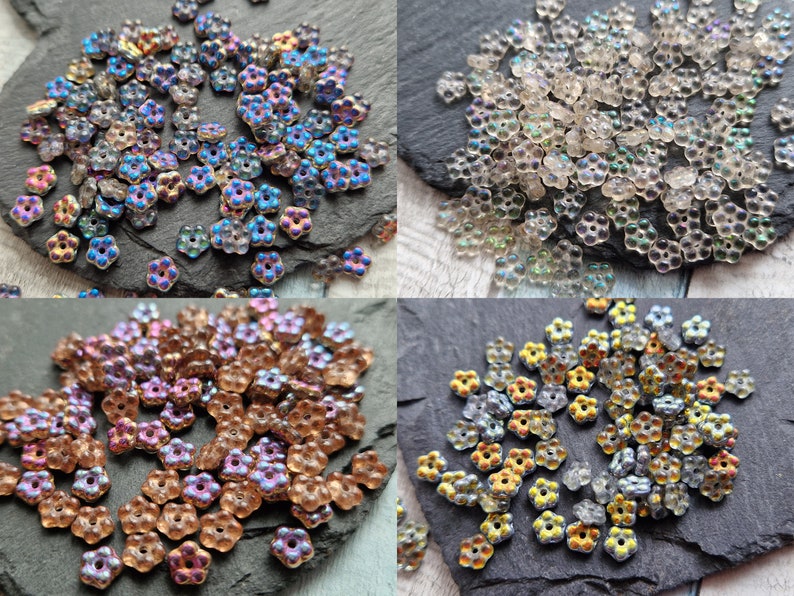 50 Czech glass small flower daisy sacer beads 5 mm image 1