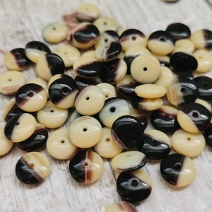 Czech Glass ivory dark purple disc spacer donut beads 9 mm pack of 25