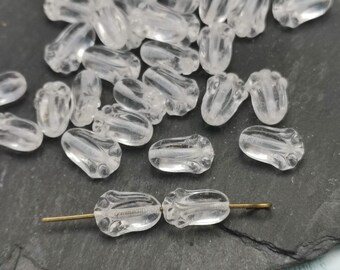 12 Czech glass clear tulip flower glass beads 12 x 8 mm