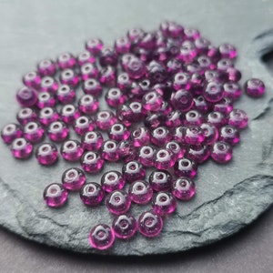 100 Czech glass purple disc spacer donut beads 4 mm