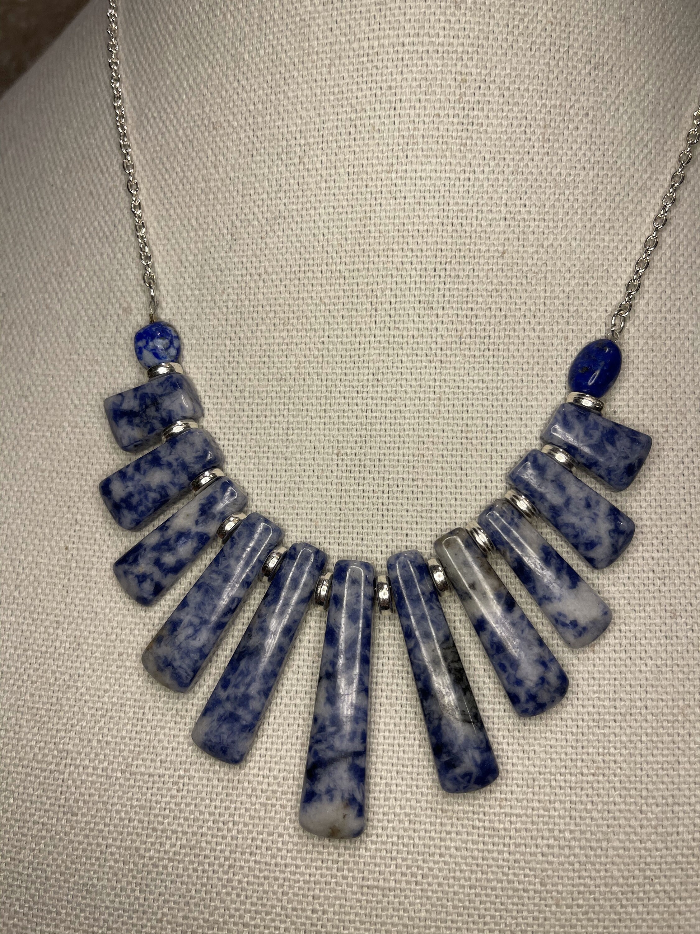 Sodalite fan pendant statement necklace Etsy