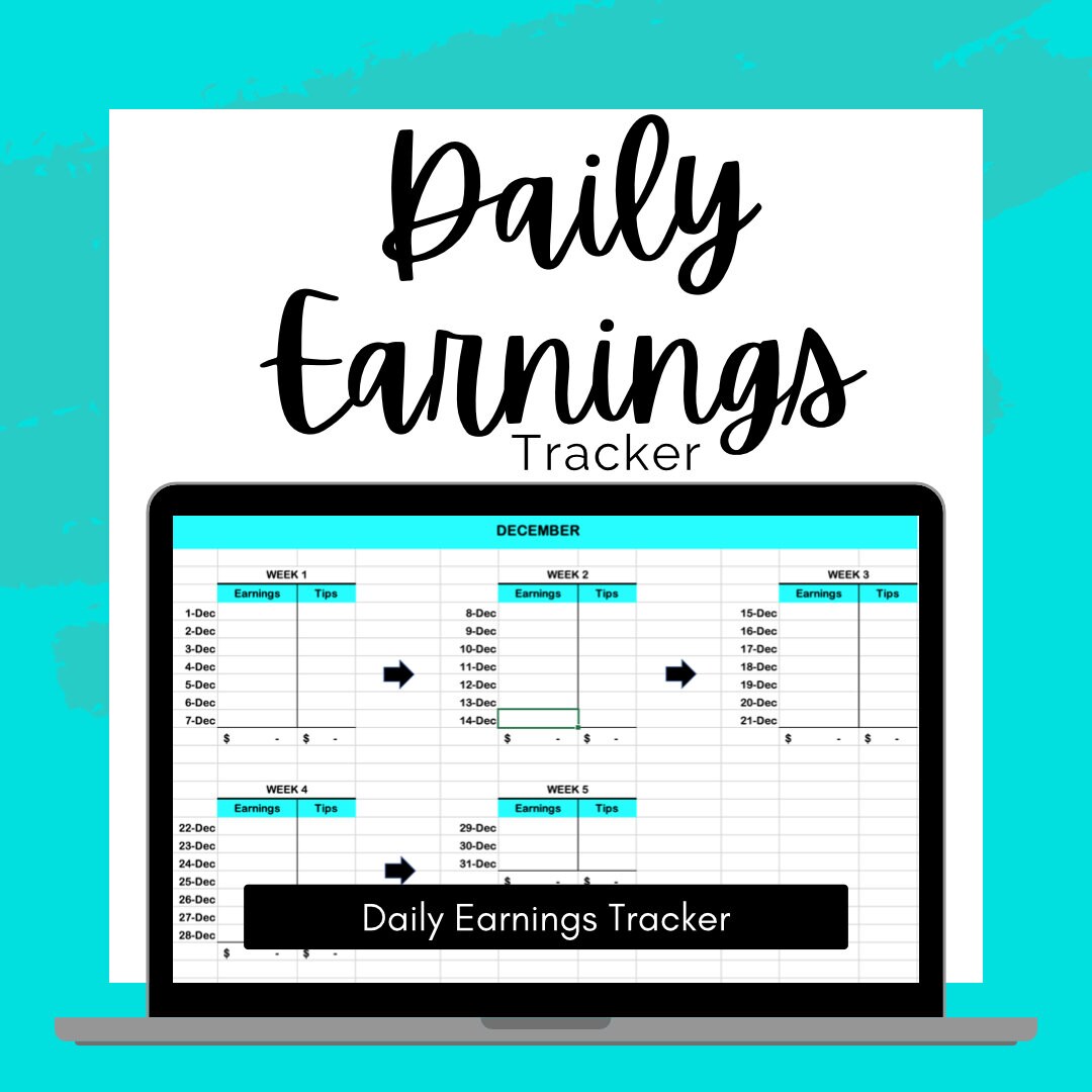 Daily Earnings Tracker 2021 Etsy