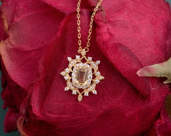 Vintage Look Citrine Necklace-victorian 