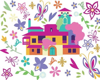 Scenario ispirato a Encanto con un'interpretazione dei magici file SVG e PNG scaricabili di Casa Madrigal.