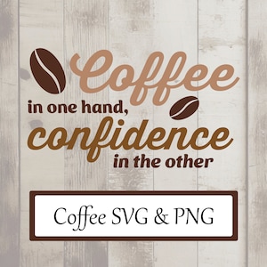 Café en una mano, confianza en la otra. Archivos SVG y PNG.