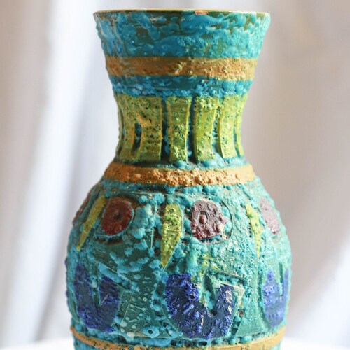 Vintage Bitossi Style Fat Lava Pottery Vase, MCM Bitossi Pottery, Mid Century Italian Pottery, Made in Italy, Sgraffito shops Bitossi Vase, MCM
