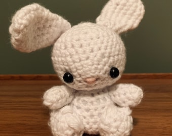 Small Handmade Bunny, Crochet Amigurumi Stuffed Animal Rabbit for Decor