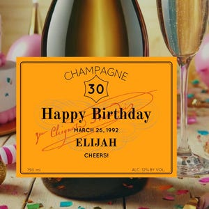 Étiquette de champagne d'anniversaire personnalisée | Sticker bouteille personnalisé