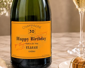 Personalized Birthday Champagne Label: Custom Birthday Gift