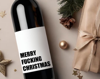 Funny Christmas Wine Label * Custom Wine Labels * F*CKING Christmas * Liquor Label * Hostess Gift * Holiday Party * Hanukkah Dinner *