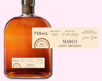 Birthday Whiskey Label * Personalized Happy Birthday * Liquor Bottle Label * Gift For Him *Custom Bourbon Gift Ideas * Custom * FORTY * 30th