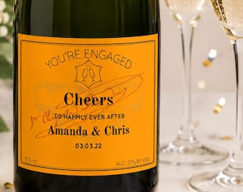 Custom Engagement Champagne Label: Personalized Orange Bottle Gift