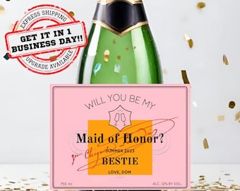 Bridesmaid Gifts | Bridesmaid Proposal Box | Bridesmaid Proposal Card | Bridesmaid Wine Label | Bridesmaid Champagne Label