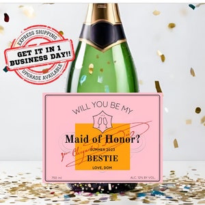 Etiqueta de vino personalizada para propuesta de dama de honor, regalo para la fiesta nupcial