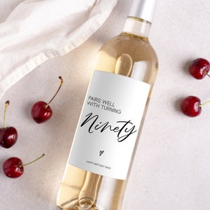Etiket Champagne 90 | Decoraties voor 90e verjaardag | Gepersonaliseerde verjaardagscadeau-idee | Verjaardagsbedankjes | Verjaardagscadeau voor haar |