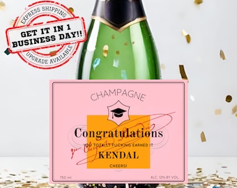 New Job Champagne Labels | Promotion Gift | Graduation Gift for Her | Gift for Him | Retirement Gift | Funny Label | Totally Earned It |