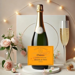 Autocollants personnalisés d'étiquette de champagne de célébration de fiançailles pour des cadeaux de fête de fiançailles