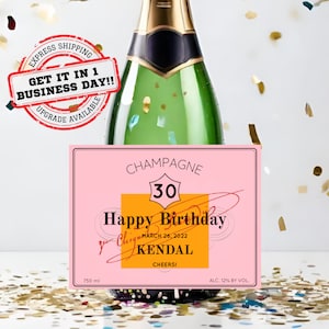 Geburtstags-Champagneretikett * Personalisierte alles Gute zum Geburtstag * Schnapsflaschenetikett * Geschenk für Sie * Lustige niedliche Geschenkideen * Individuell * FORTY * 30th