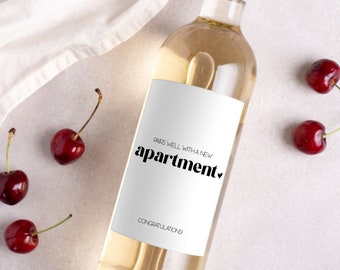 New Apartment Wine Labels * New Home * Realtor Gift * Real Estate Agent Gift * Congratulations * Pairs Well With  * Housewarming Gift *