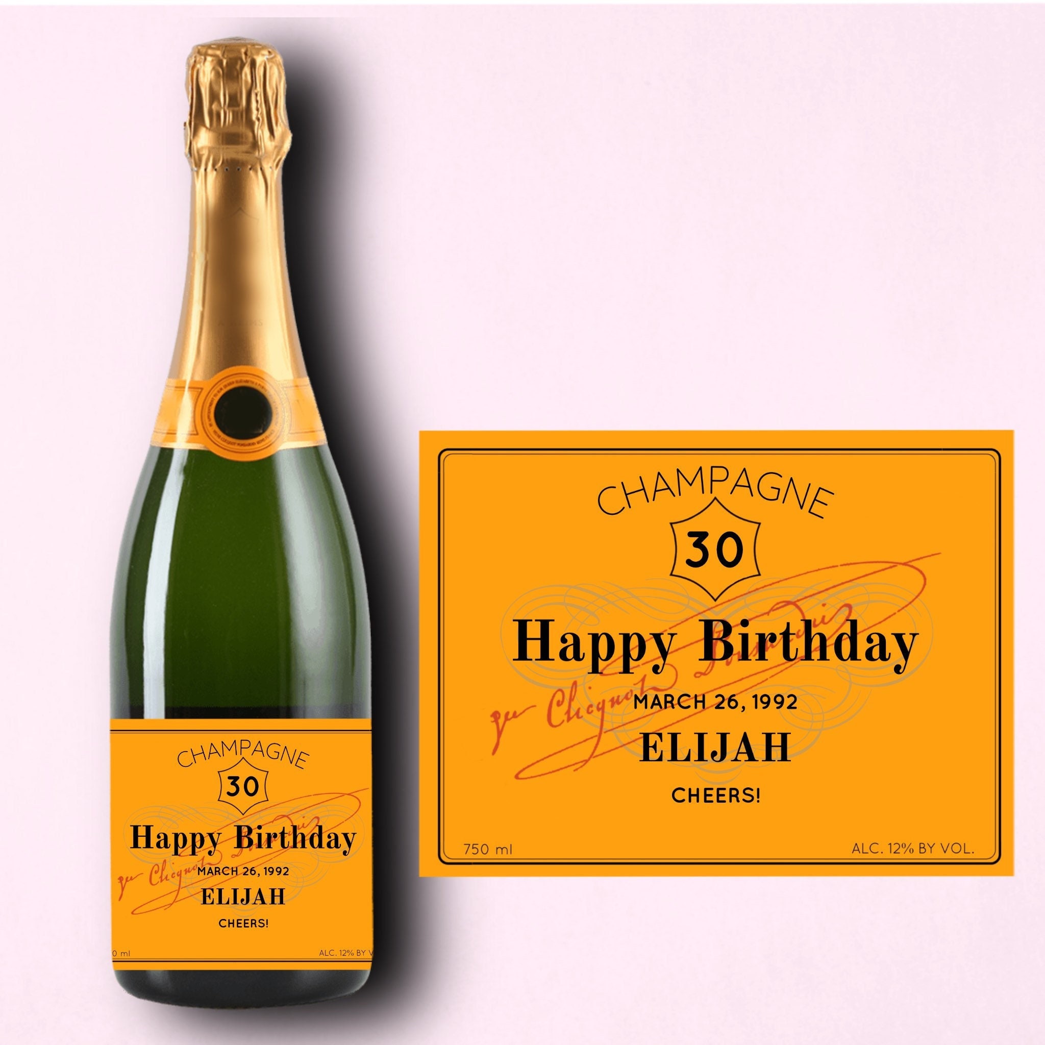 Birthday Champagne Label Personalized Happy Birthday