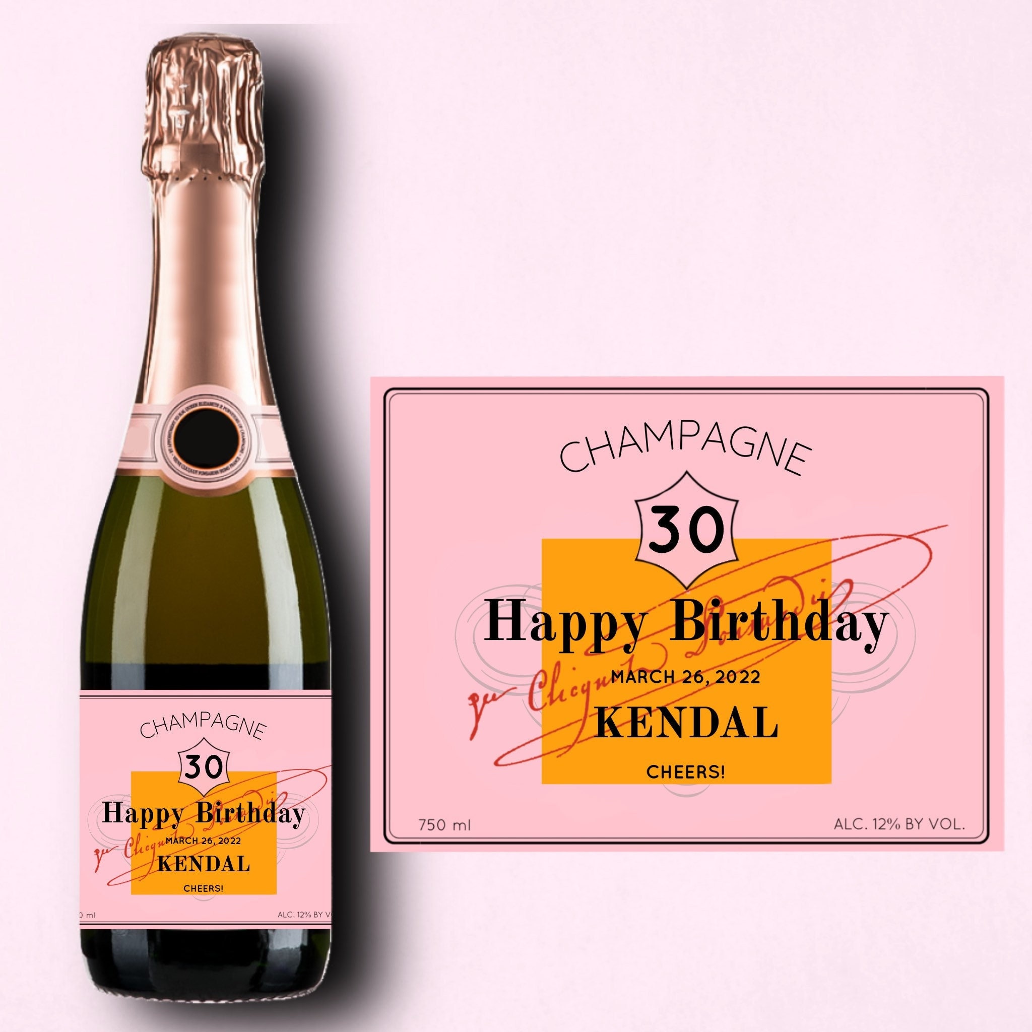 Rose Champagne Bottle Cheers Birthday Card